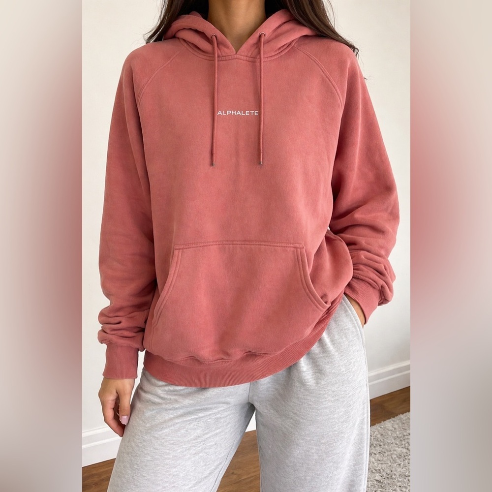 Alphalete Pink Coral Pullover Hoodie Gender Neutral Women’s Large Streetwear